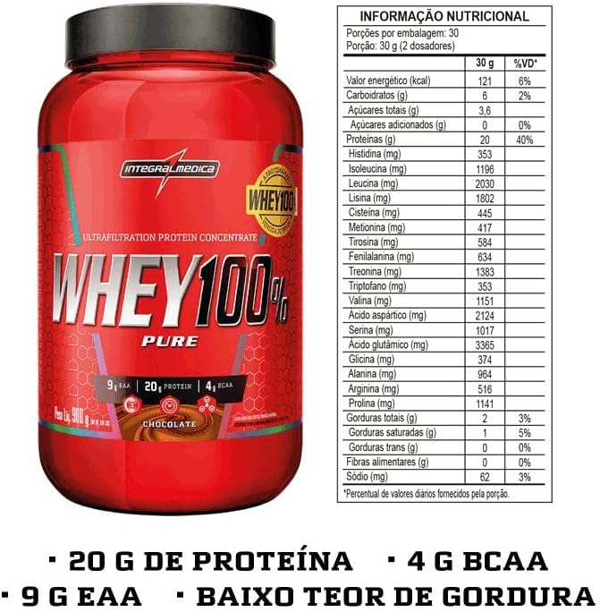 Integralmedica - Whey Protein Concentrado 100% Pure - Pote 900g